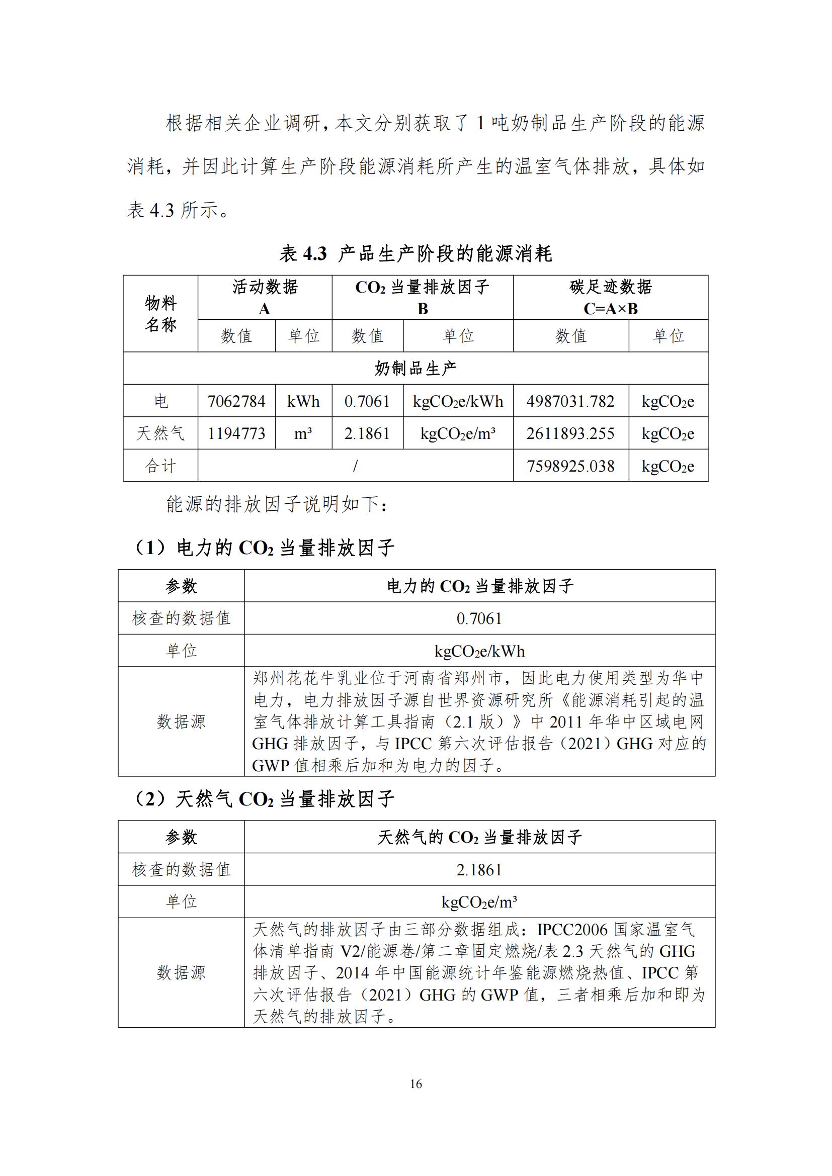 《郑州官方网站入口乳制品有限公司产品碳足迹报告》公示